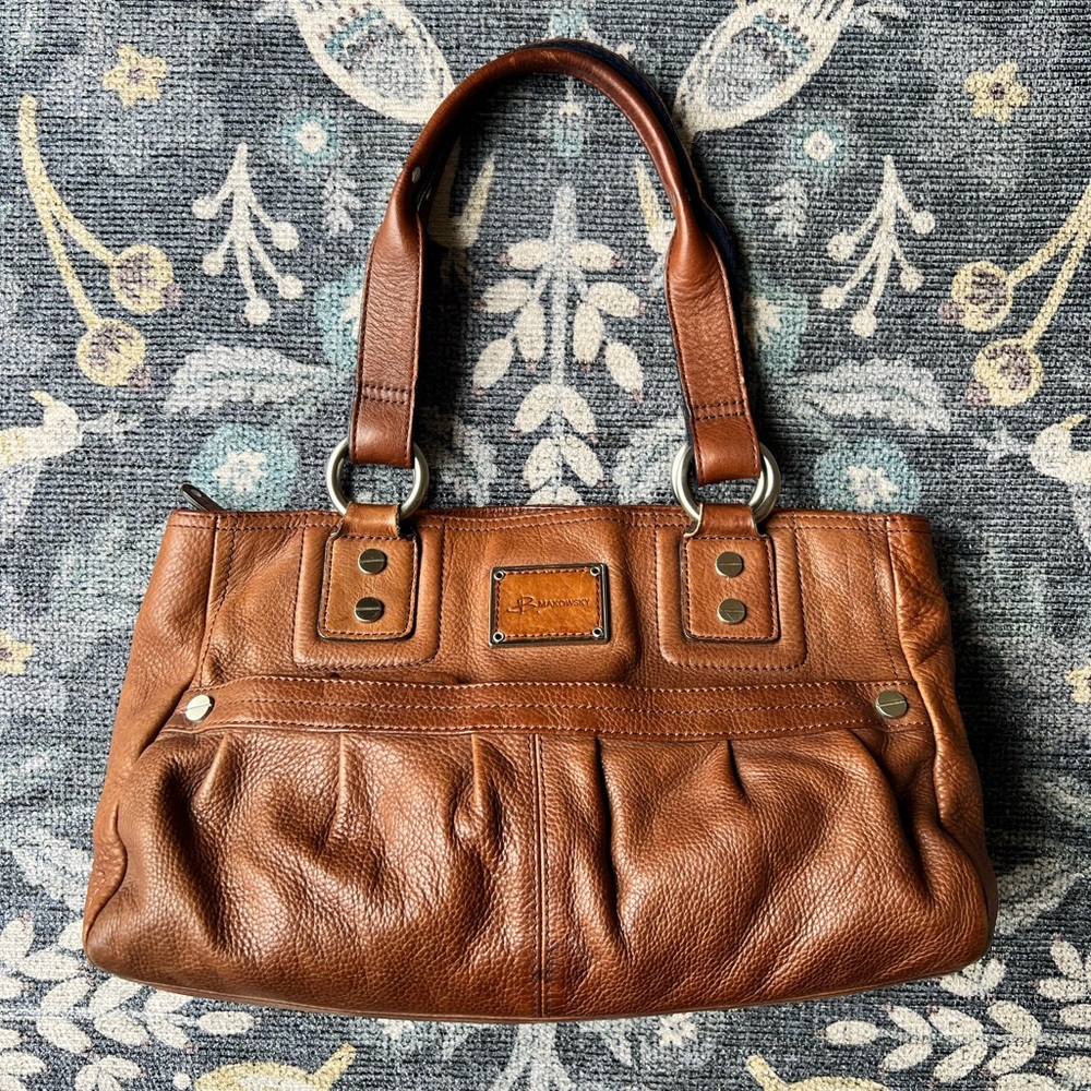 B Makowsky brown leather handbag
